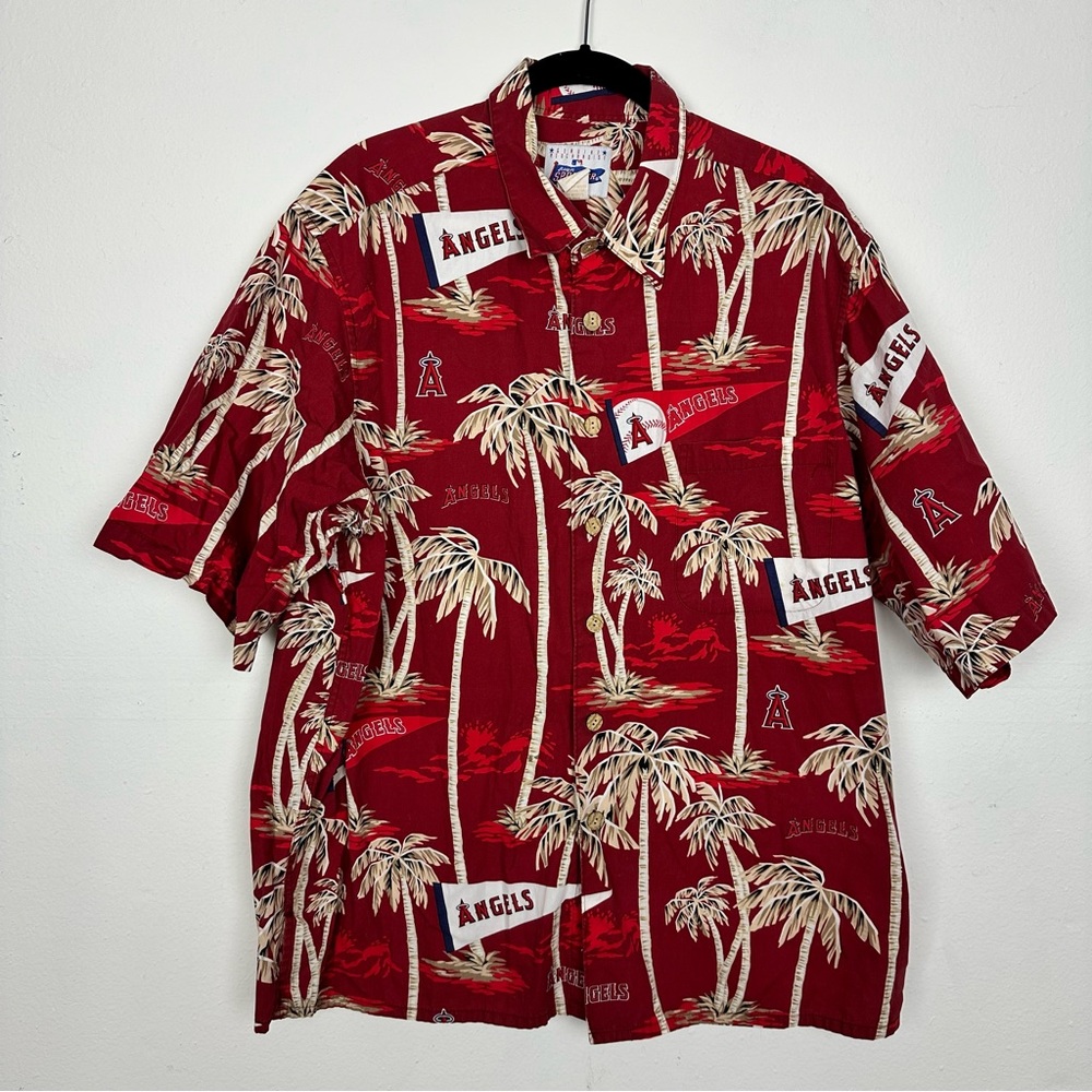 Vintage Reyn Spooner World Series Anaheim Angels Hawaiian Shirt Mens Size XL